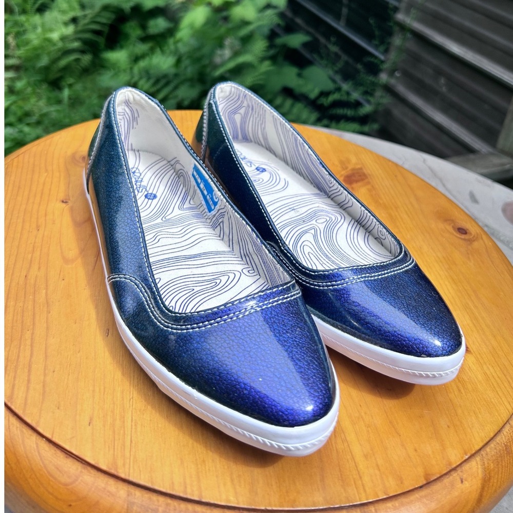 Vintage Ballet Flats Womens Size 7.5 Metallic Blue Lowdown Skate Shoes Gravis
